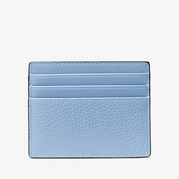MK Michael Kors Card case Leather Light Blue 6 card slots NEW NWT - Picture 3 of 12